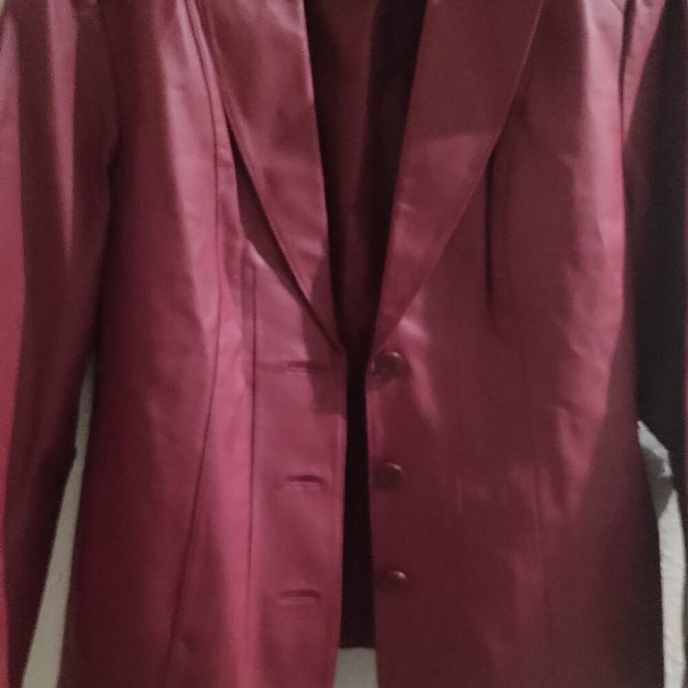 Dk Red Leather Jacket